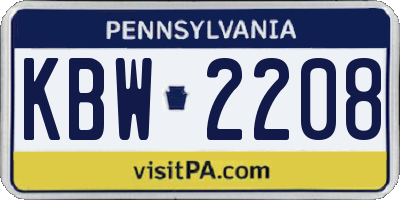 PA license plate KBW2208