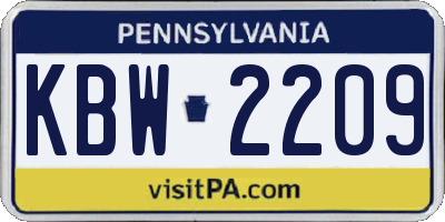 PA license plate KBW2209