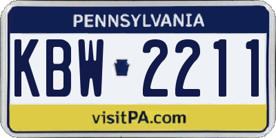 PA license plate KBW2211