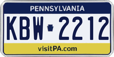 PA license plate KBW2212