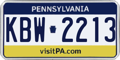 PA license plate KBW2213