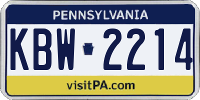 PA license plate KBW2214