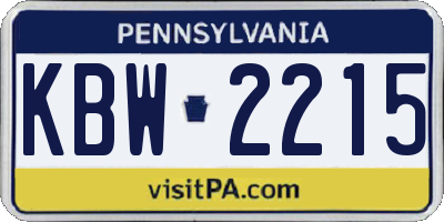 PA license plate KBW2215