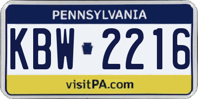 PA license plate KBW2216