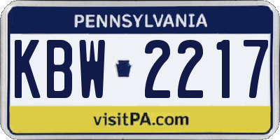 PA license plate KBW2217