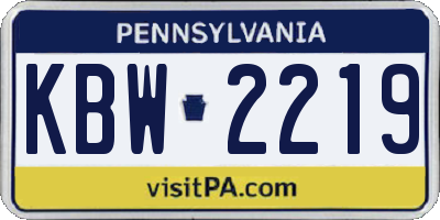 PA license plate KBW2219
