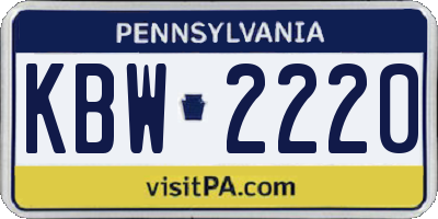 PA license plate KBW2220