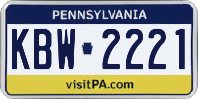 PA license plate KBW2221