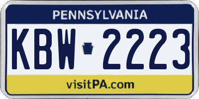 PA license plate KBW2223