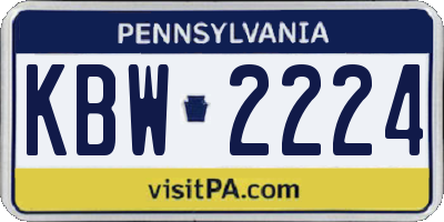 PA license plate KBW2224