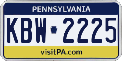 PA license plate KBW2225