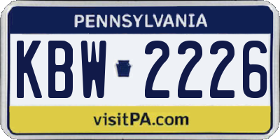 PA license plate KBW2226