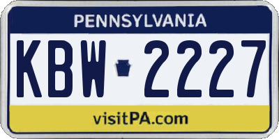 PA license plate KBW2227