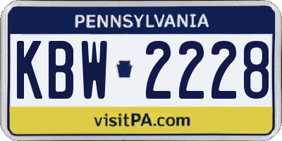 PA license plate KBW2228