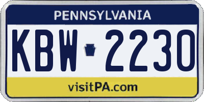 PA license plate KBW2230