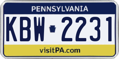 PA license plate KBW2231