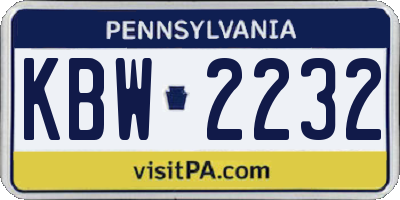 PA license plate KBW2232