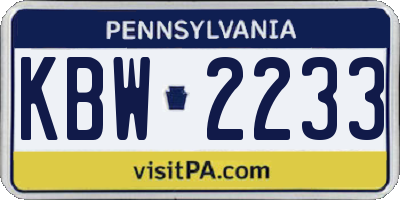 PA license plate KBW2233
