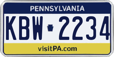 PA license plate KBW2234