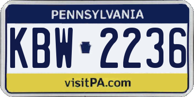 PA license plate KBW2236