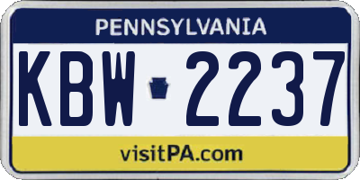 PA license plate KBW2237