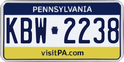PA license plate KBW2238