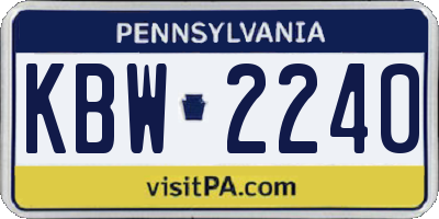 PA license plate KBW2240