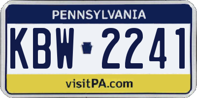 PA license plate KBW2241