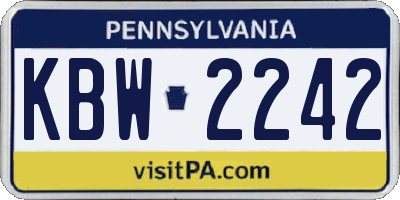 PA license plate KBW2242