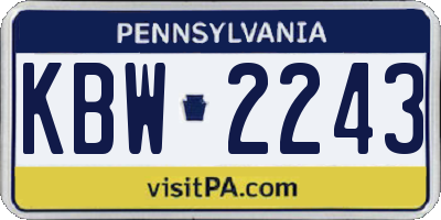 PA license plate KBW2243