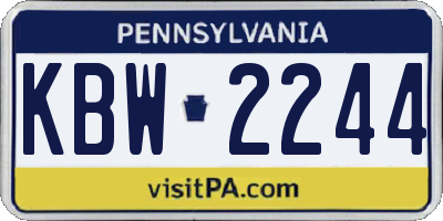 PA license plate KBW2244