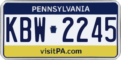 PA license plate KBW2245