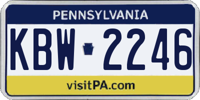 PA license plate KBW2246