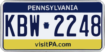 PA license plate KBW2248