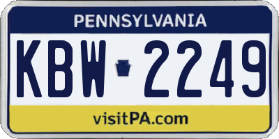 PA license plate KBW2249