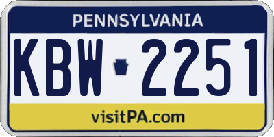 PA license plate KBW2251