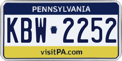 PA license plate KBW2252