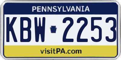 PA license plate KBW2253