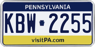 PA license plate KBW2255
