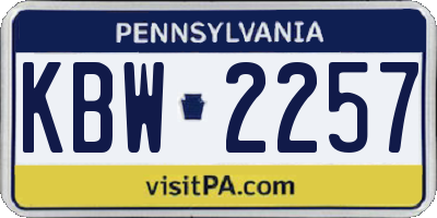 PA license plate KBW2257