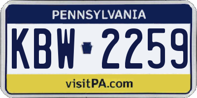 PA license plate KBW2259