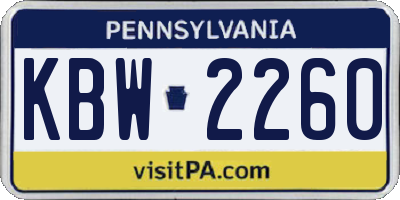 PA license plate KBW2260