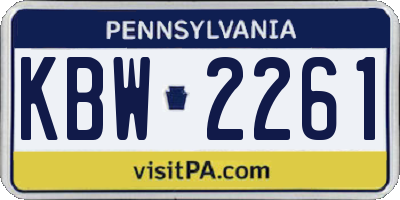 PA license plate KBW2261