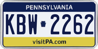 PA license plate KBW2262
