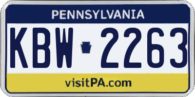 PA license plate KBW2263