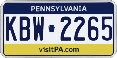 PA license plate KBW2265