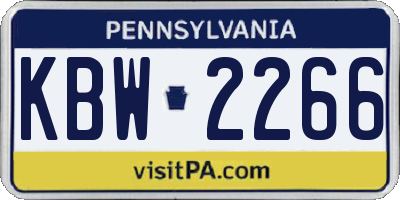 PA license plate KBW2266