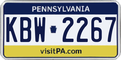 PA license plate KBW2267