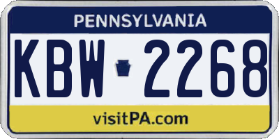 PA license plate KBW2268