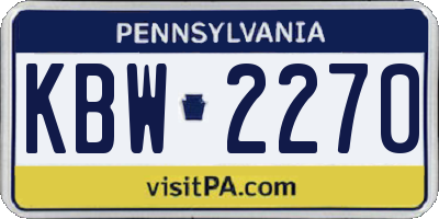 PA license plate KBW2270